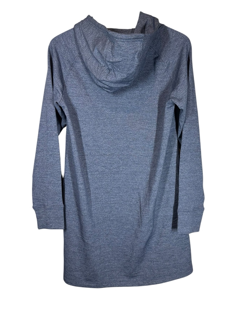 WOOL& Women's Medium Heathered Slate Blue Hooded Pullover Merino Wool - Picture 5 of 6